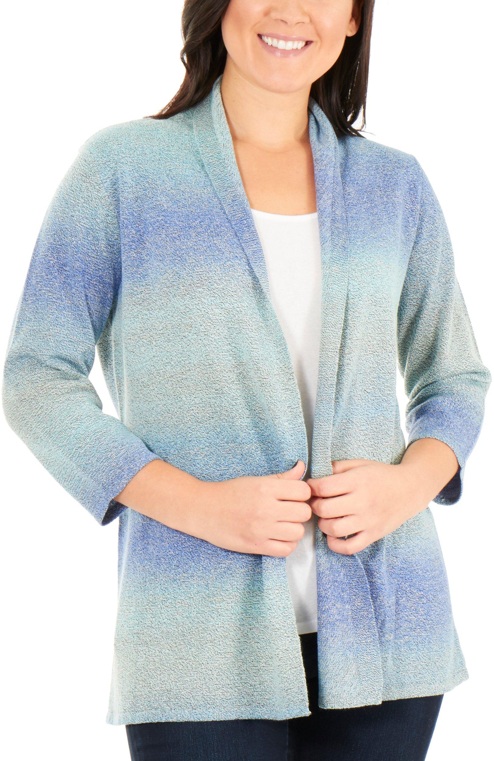 NY Collection Petite Ombre Open Front Cardigan
