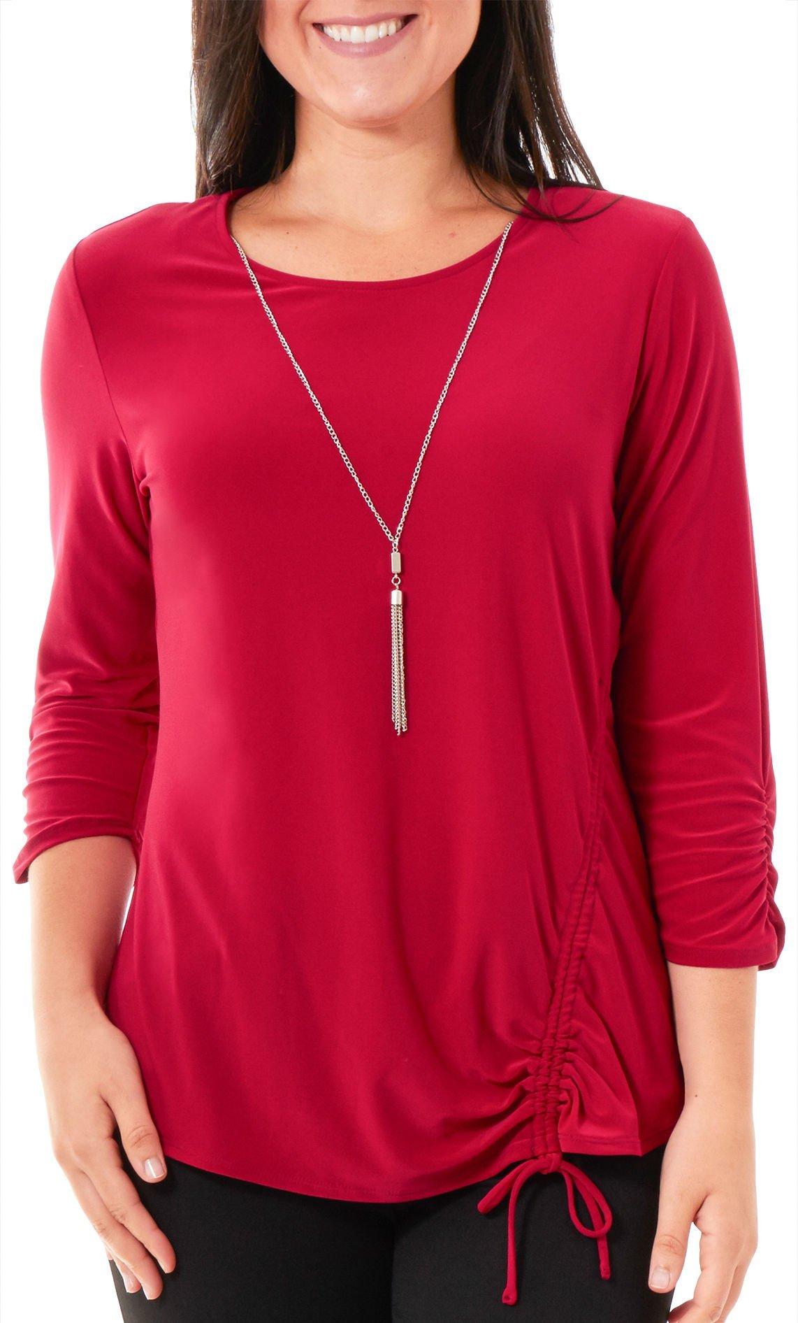 NY Collection Petite Ruched Necklace Top