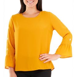NY Collection Petite Embellished Bell Sleeve Top