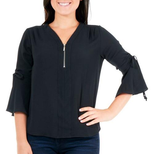 NY Collection Petite Ruched Bell Sleeve Top