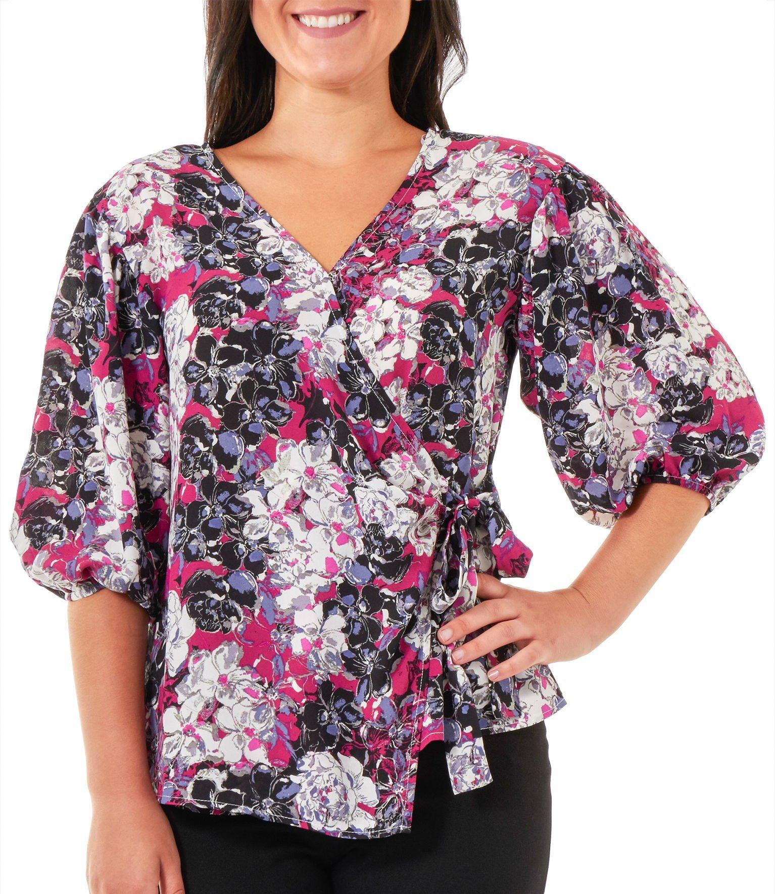 NY Collection Petite FLoral Balloon Sleeve Top