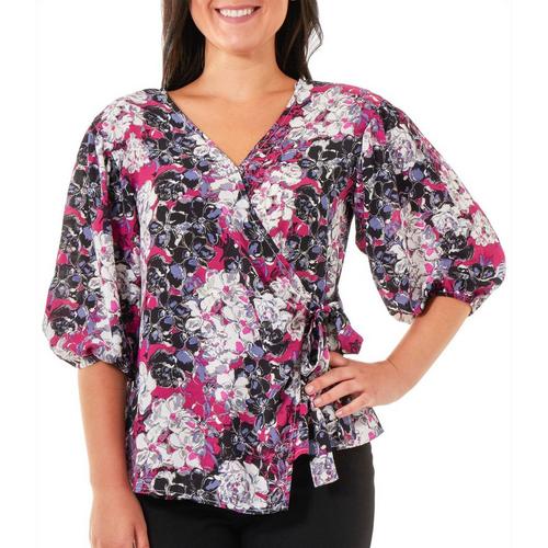 NY Collection Petite FLoral Balloon Sleeve Top