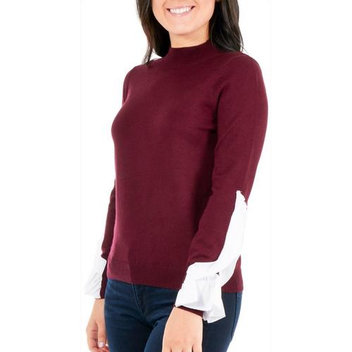 NY Collection Petite Ruffle Sleeve Sweater