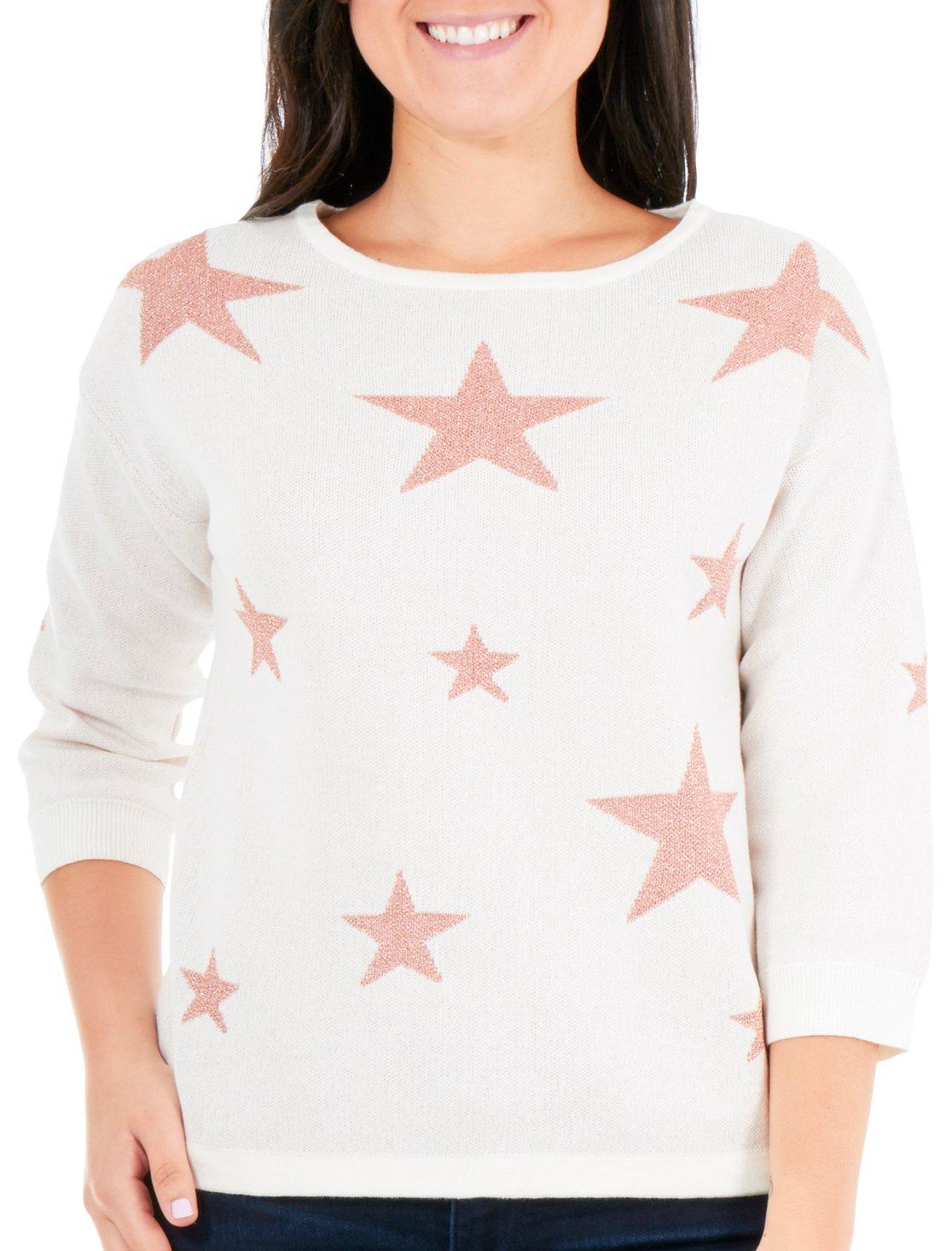 NY Collection Petite Metallic Star Sweater