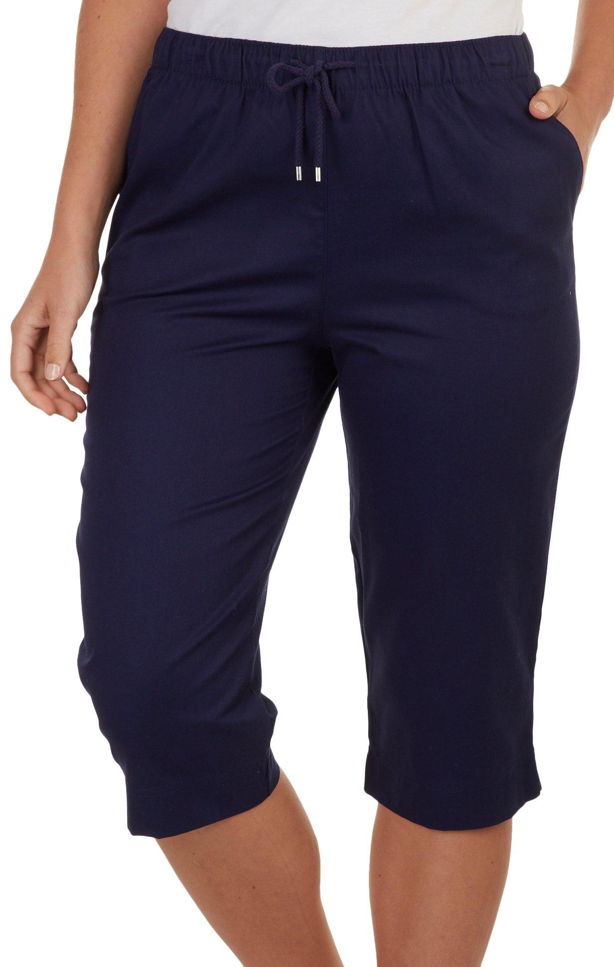 navy blue capri trousers