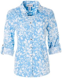 Cathy Daniels Petite Medallion Print Roll Tab Top