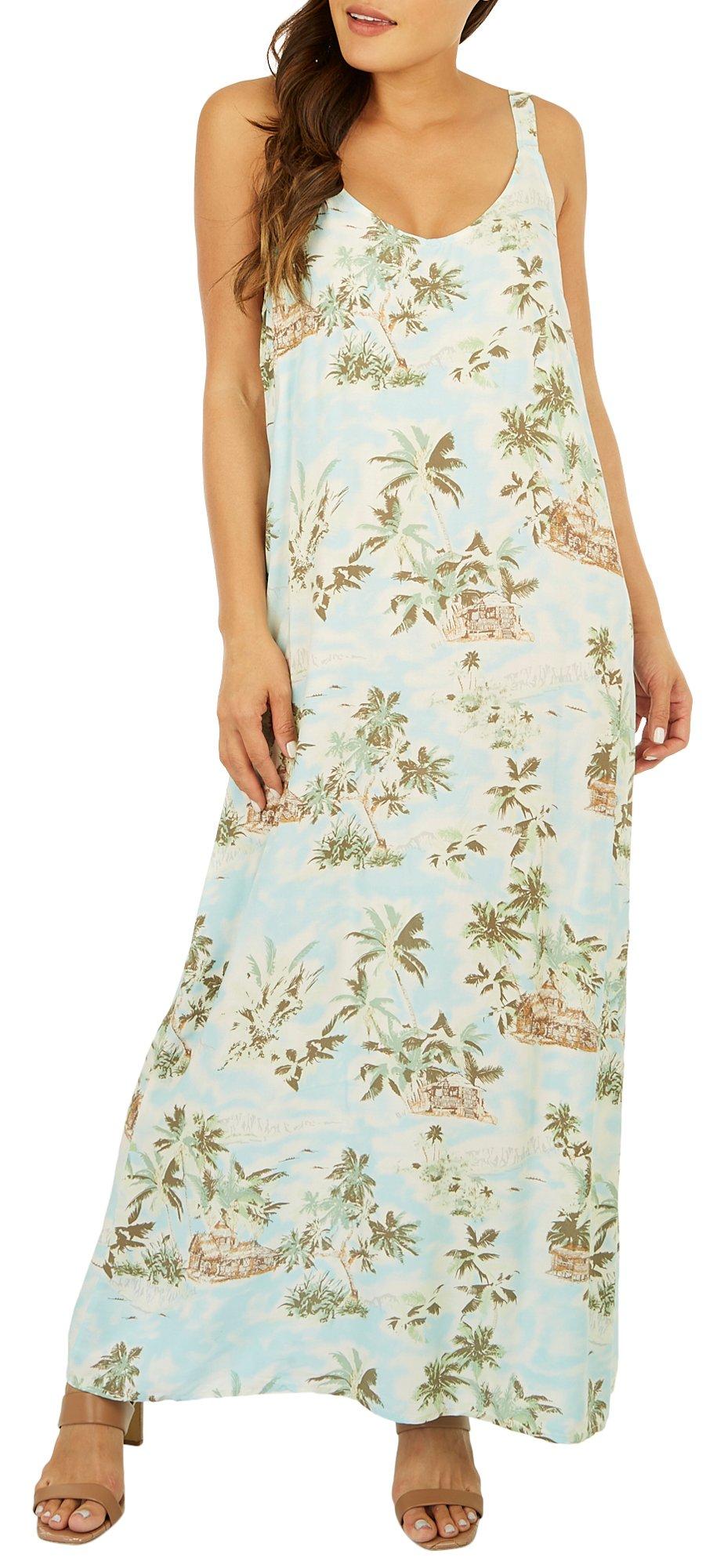 Womens Island Vibes Square Neck Sleeveless Dress