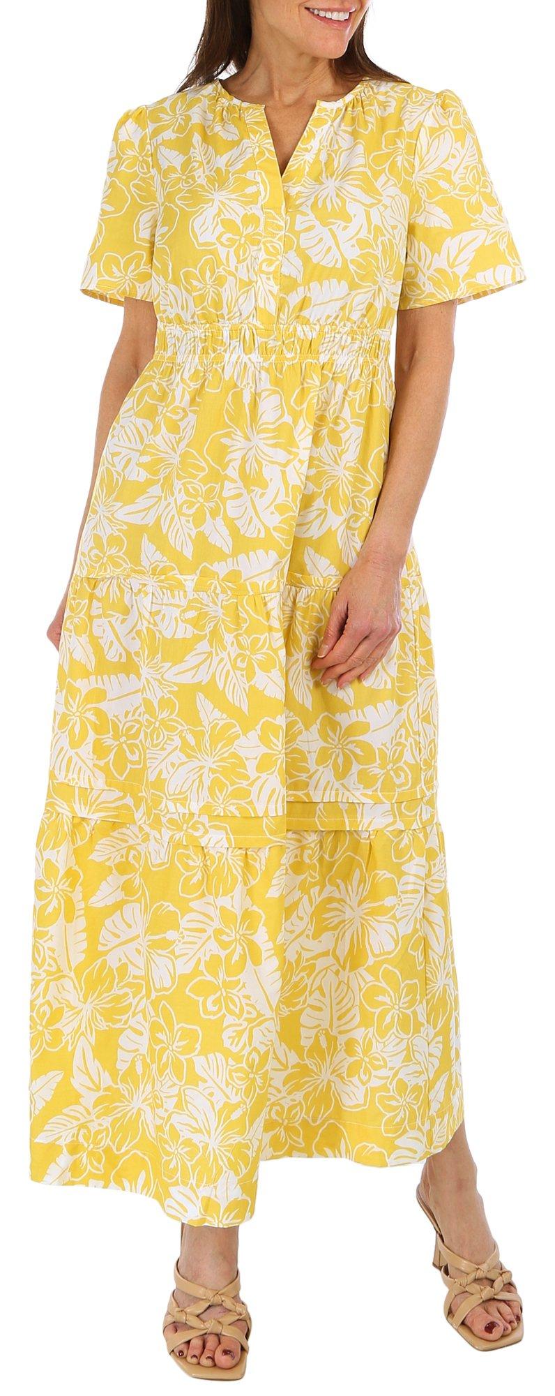 Womens Tropical Tiered Dress