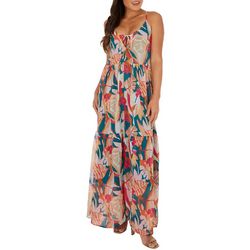Womens Floral Tie Back Maxi Dress