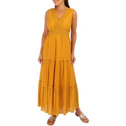 Womens Embroidered Tiered Sleeveless Dress