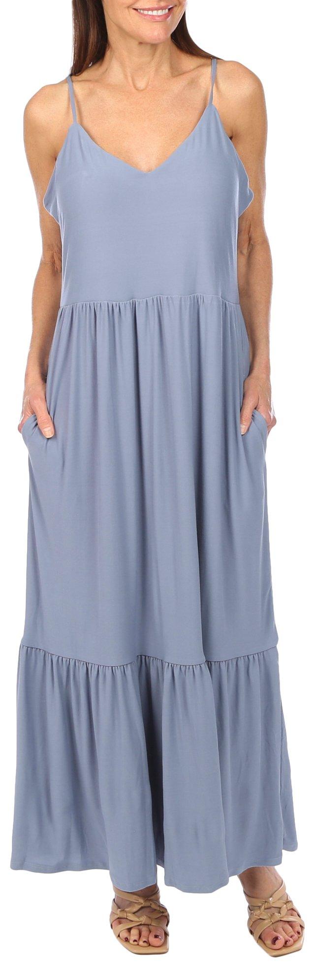 Womens Solid Maxi Sleeveless Dress