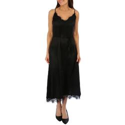 Womens Solid Lace Slip Dress