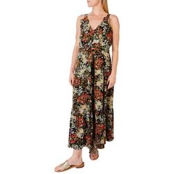 Womens Floral Tiered Sleeveless Maxi Dress