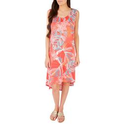Womens Dotted Floral High Low Sleeveless Dress