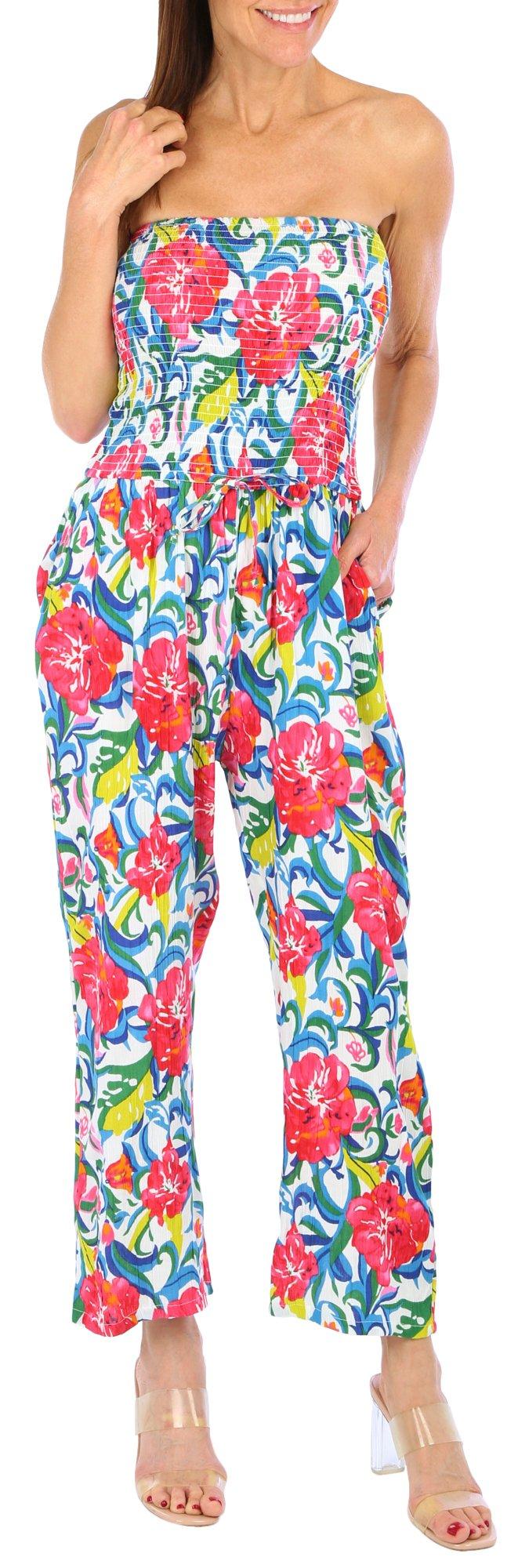 Womens Floral Tube Top Jumpsuit