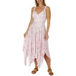 Womens Tie Dye Smocked Sleeveless Dress