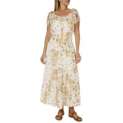 Fig & Flower Womens Floral Smocked Ruffle Tier Vienna Dress