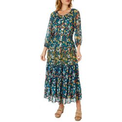 Figueroa and Flower Womens Tiered Floral Maxi Dress