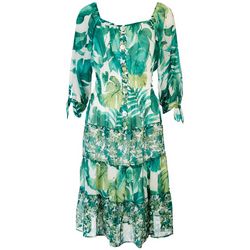 Olive & Hill Womens Leaf 3/4 Sleeve Dress