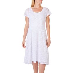 Signature Womens Lace High Low Cap Sleeve Dress