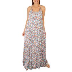 Bobeau Womens Sleeveless Floral 1 Tiered Long Sleeve Dress