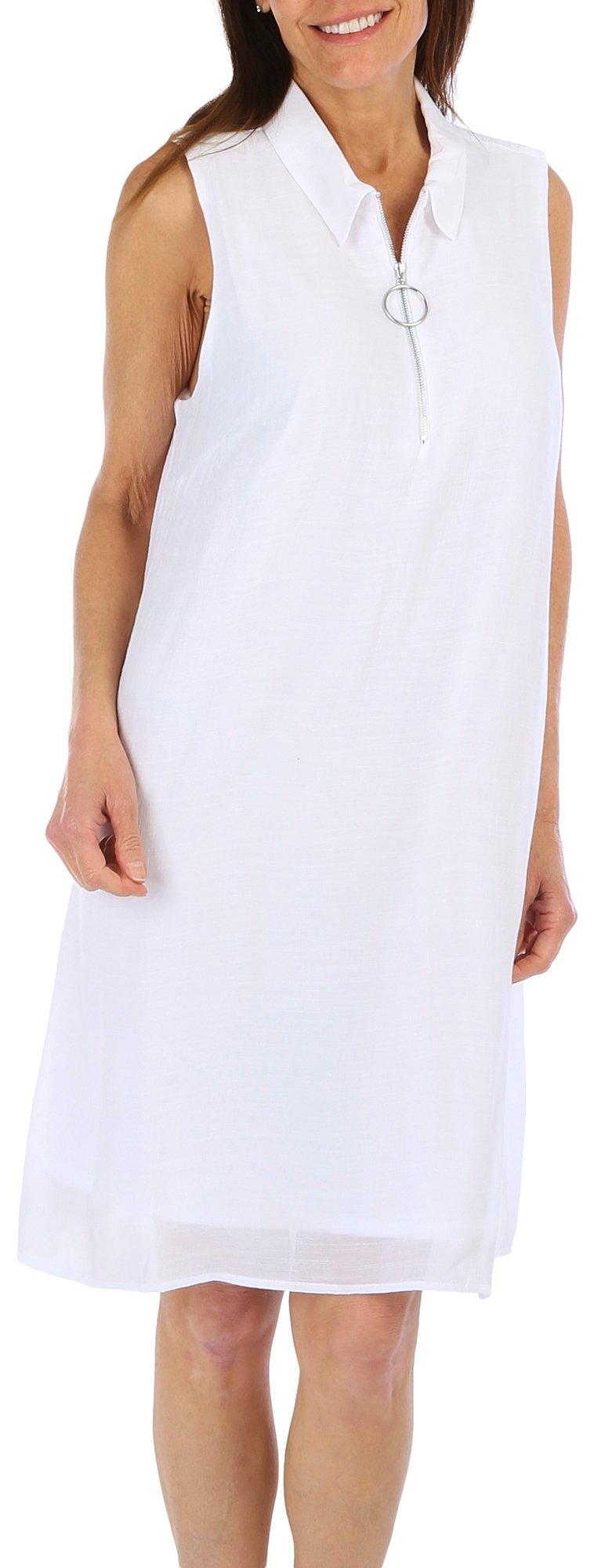 Harper 241 Womens Solid 1/4 Zip O-Ring Sleeveless Dress