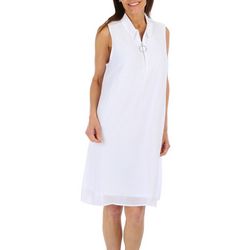 Harper 241 Womens Solid 1/4 Zip O-Ring Sleeveless Dress