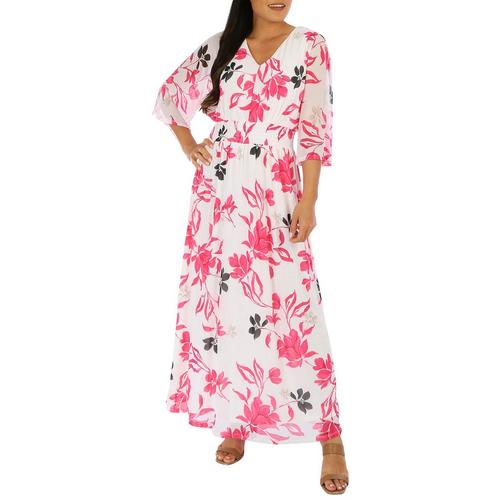 Harper 241 Womens Floral 3/4 Sleeve Maxi Dress