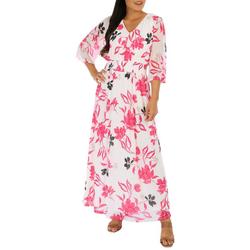 Womens Floral 3/4 Sleeve Maxi Dress