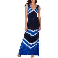 Womens Side Ruched Tie Dye Sleeveless Maxi Dress