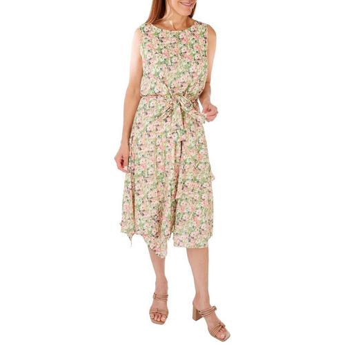 Cocomo Womens Summer Garden Ruffled Sleeveless Dress
