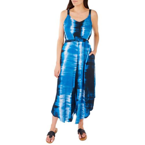 Cocomo Womens Tie Dye Waist Wrap Sleeveless Jumpsuit