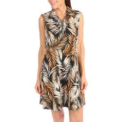 Womens Foliage 1/4 Zip O-Ring Short Sleeveless Dress