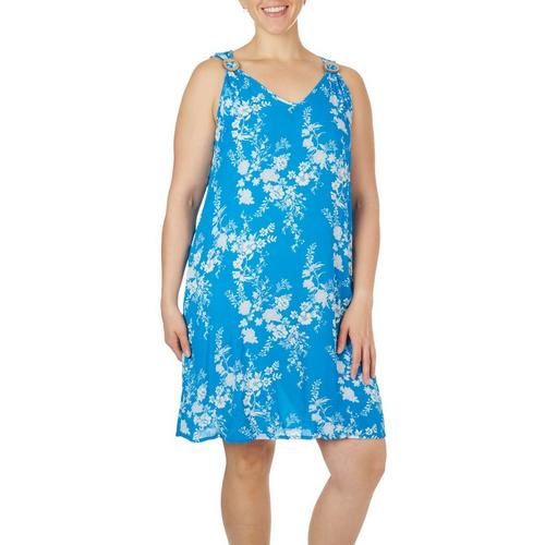 Cure Apparel Womens Floral Print Sleeveless Dress