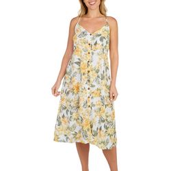 Cure Apparel Womens Floral Button Front Sleeveless Dress