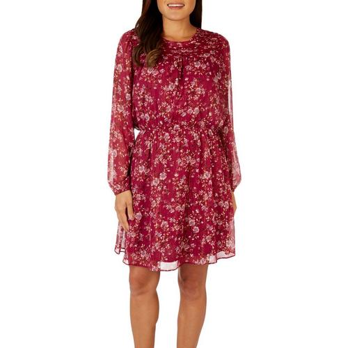 Cure Apparel Womans Shimmer Print Long Sleeve Dress