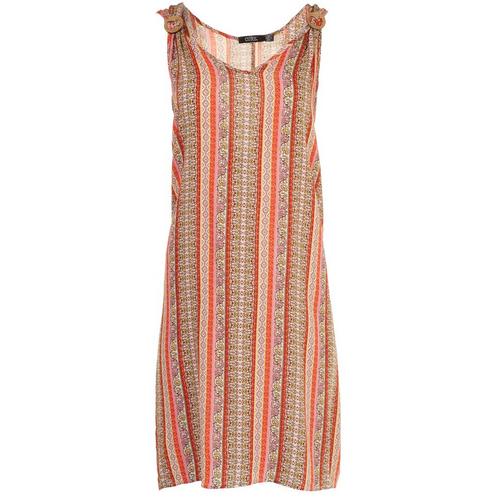 Cure Apparel Womens Floral Stripes Sleeveless Dress