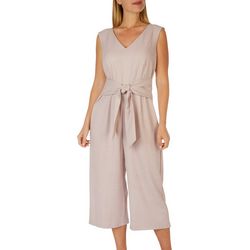 Connected Apparel Womens Solid Knit Sleeveless Jumpsuit