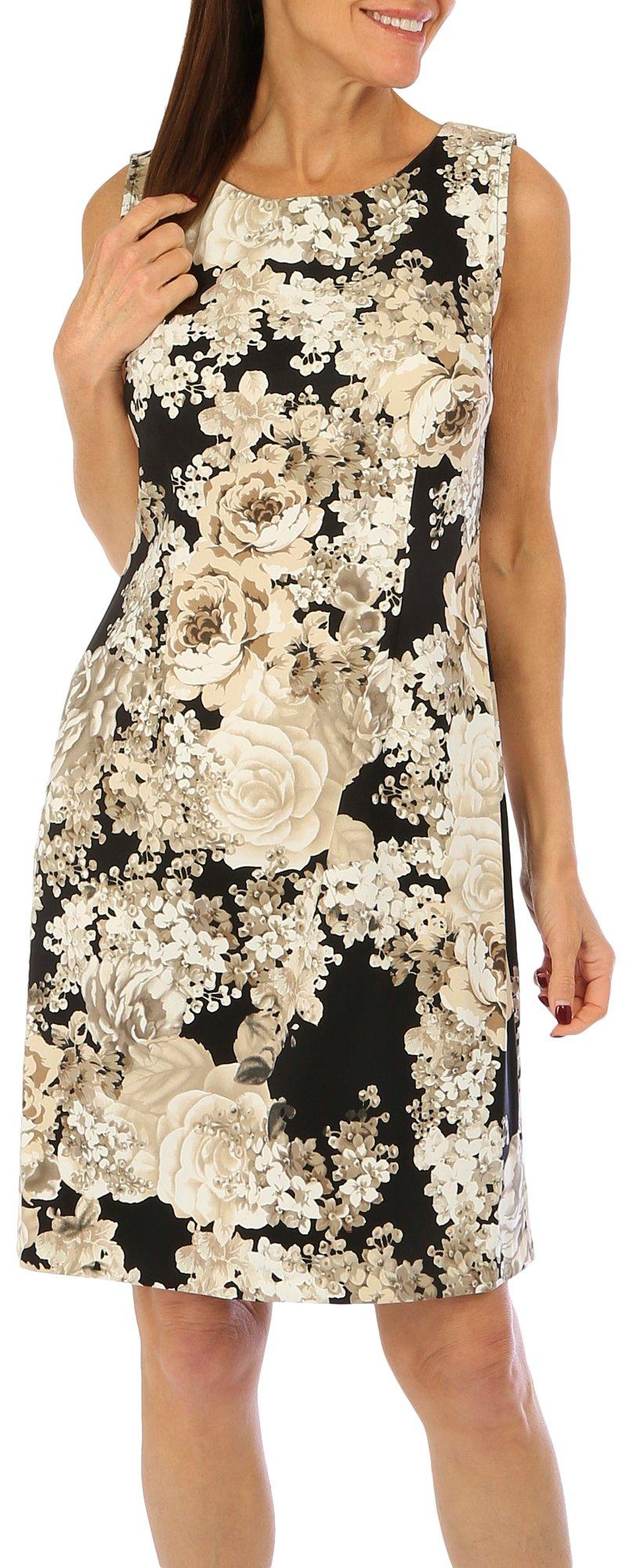Connected Apparel Womens Floral Sheath Dress