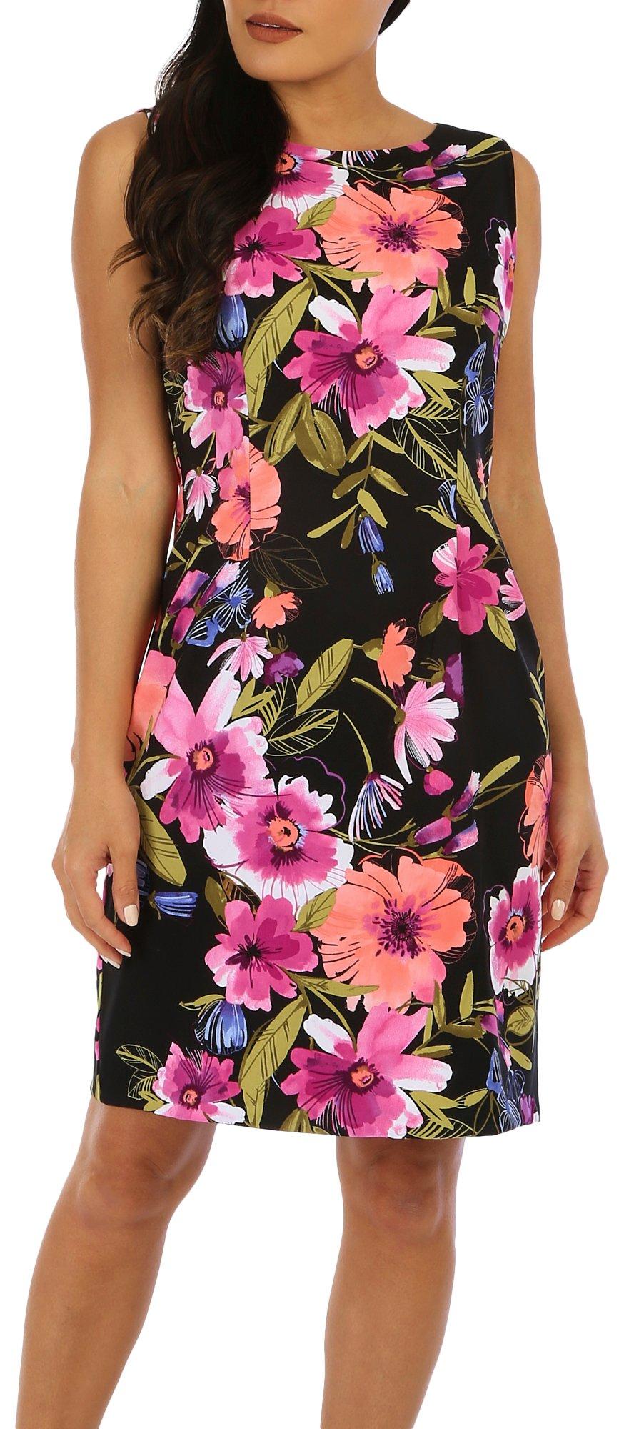 Connected Apparel Womens Floral Sleeveless Dress
