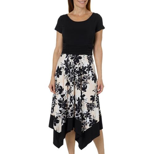 Floral Handkerchief Hem Dress