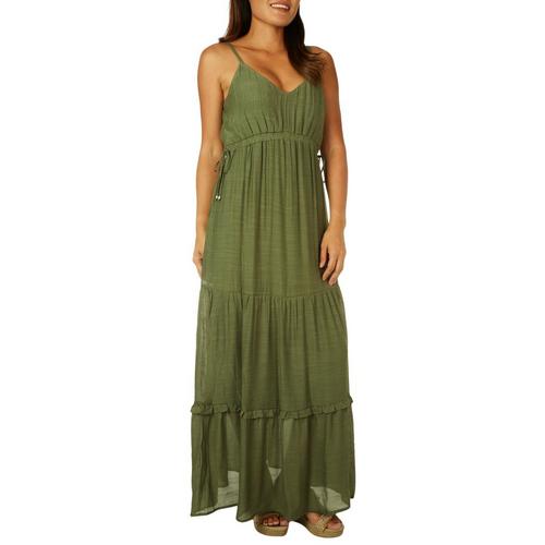 Luxology Womens Solid Tiered Sleeveless Maxi Dress