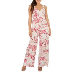 Luxology Womens Tropical Floral Sleeveless Jumpsuit