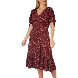Luxology Womens Floral V-Neck Tiered Dress