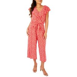 Womens Floral Cropped Ruffle Sleeveless Jumpsuit