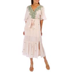 Womens Crochet Tiered Short Sleeve Dress