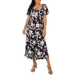 Womens Floral Cropped Short Sleeve Jumpsuit