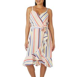 Luxology Womens Hi-Lo Striped Midi Dress