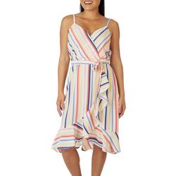 Womens Hi-Lo Striped Midi Dress