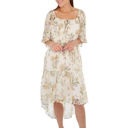 Womens Floral Sands High Low 3/4 Sleeve Dress
